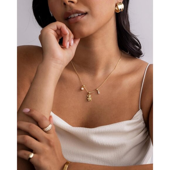 14K Gold Plated Dainty Charm Necklace Set for Women with Adjustable Chain - Picture 4 of 6